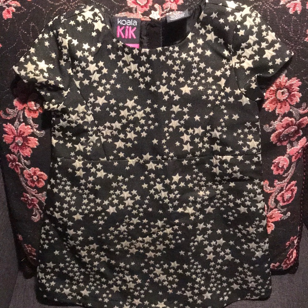 Black and metallic gold star dress